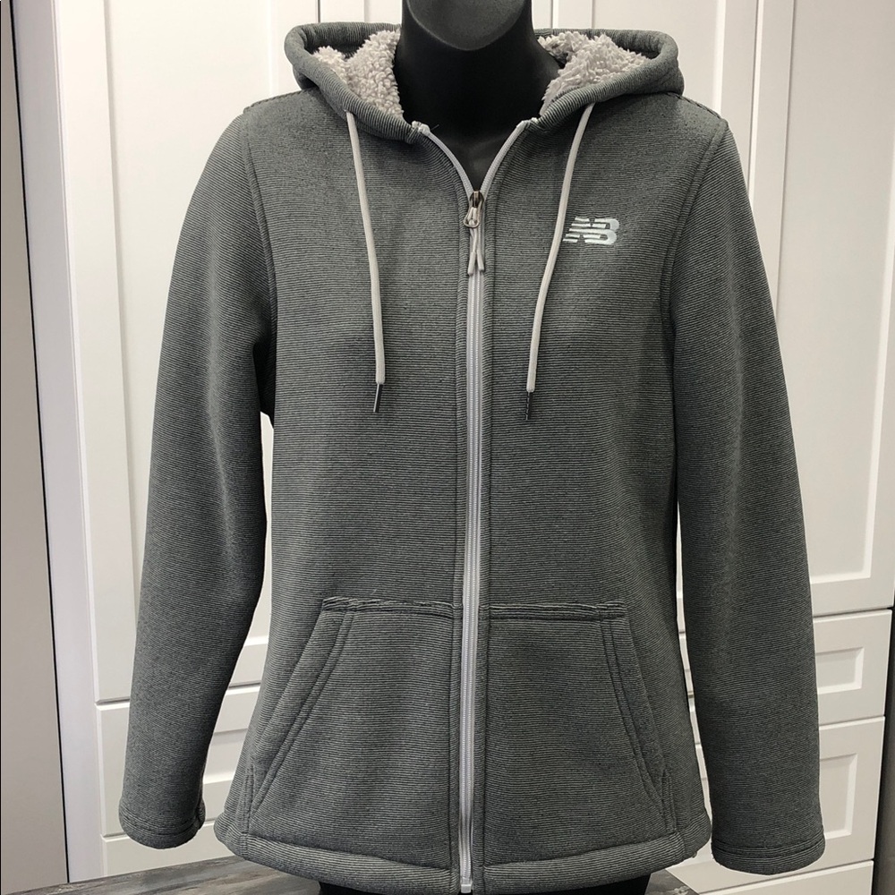 New Balance Sherpa-Lined Full Zip Grey Hoodie/Jacket – Women’s Size Small
